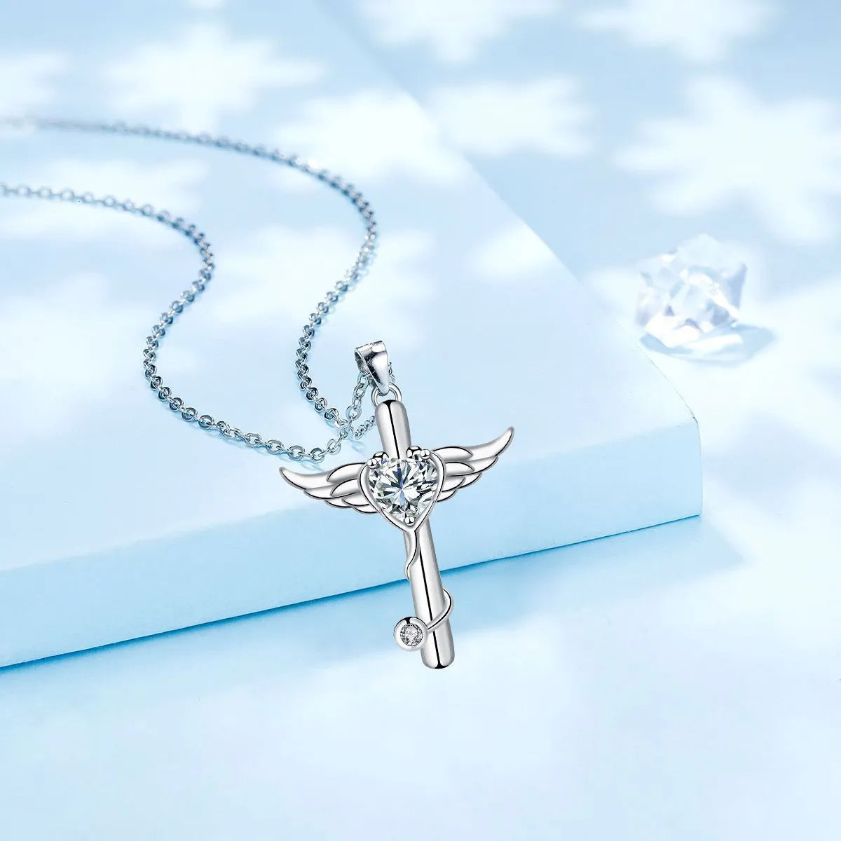 Cross stethoscope necklace with wings design in copper with electroplated finish