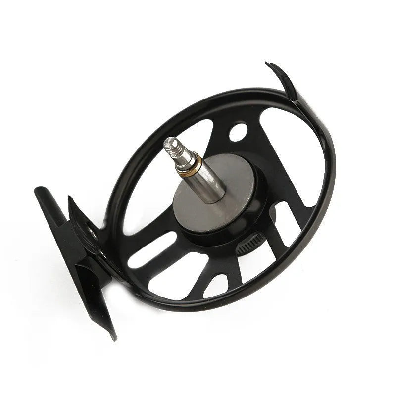 Fly fishing reel with CNC aluminium coil in blue, black, and green colour options