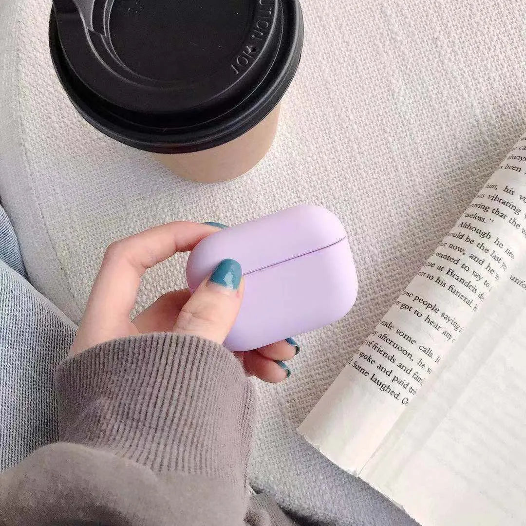 Plastic protective case for Apple AirPods Pro headphones shown in multiple colour options.