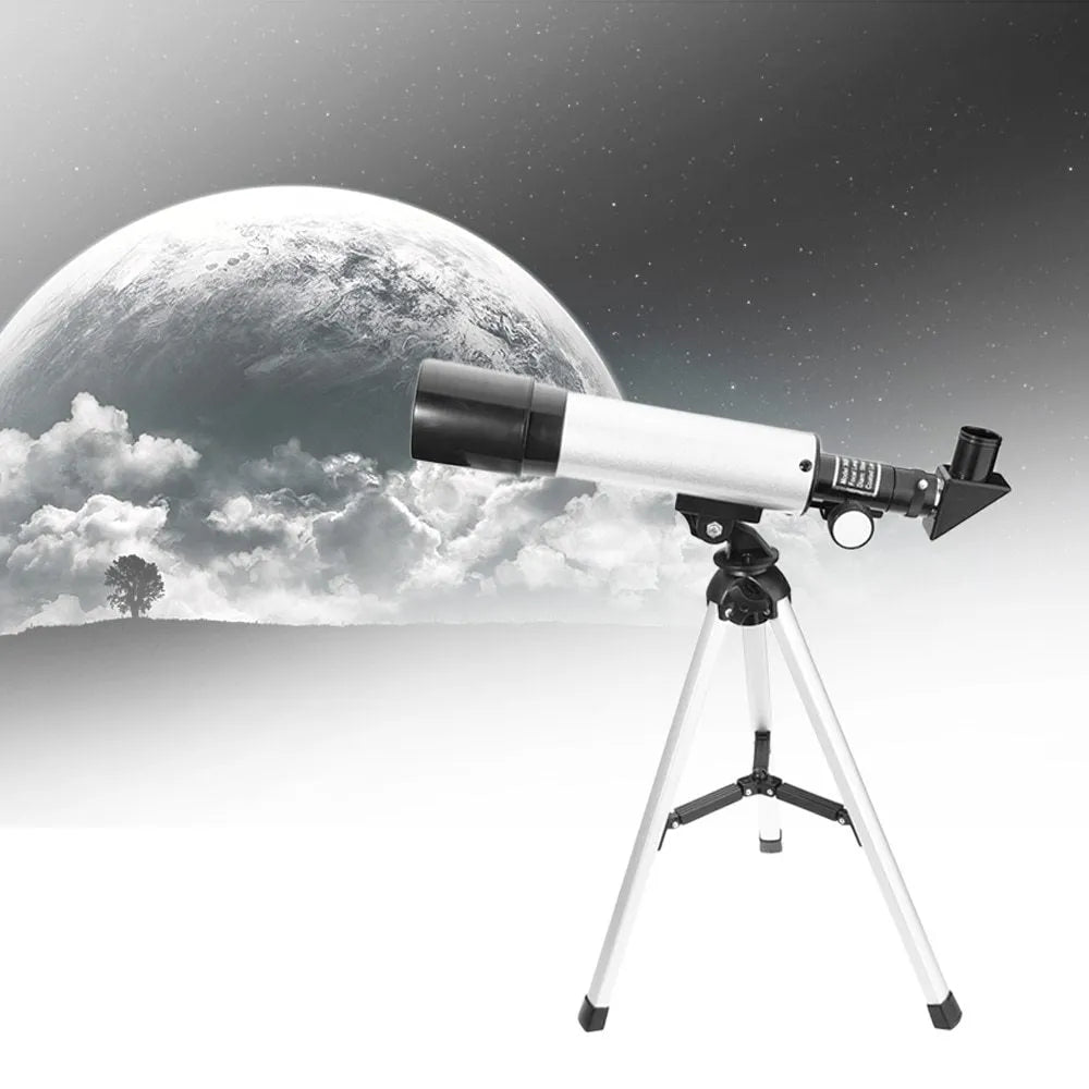 Outdoor monocular space telescope with 360mm focal length, 50mm aperture, and two eyepieces on a 34cm tripod