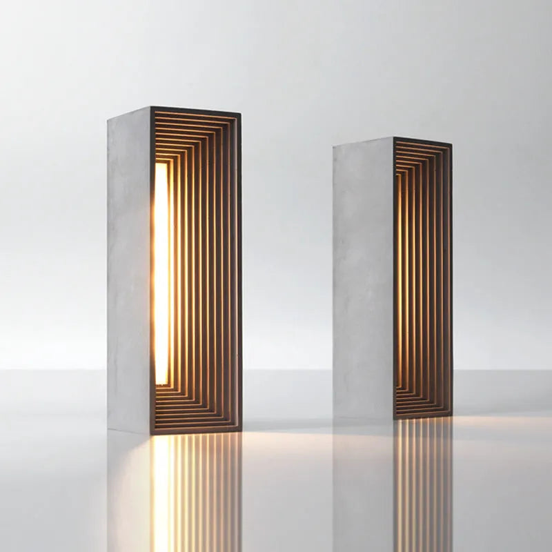 Concrete building table lamp LED night light gift in cement grey finish