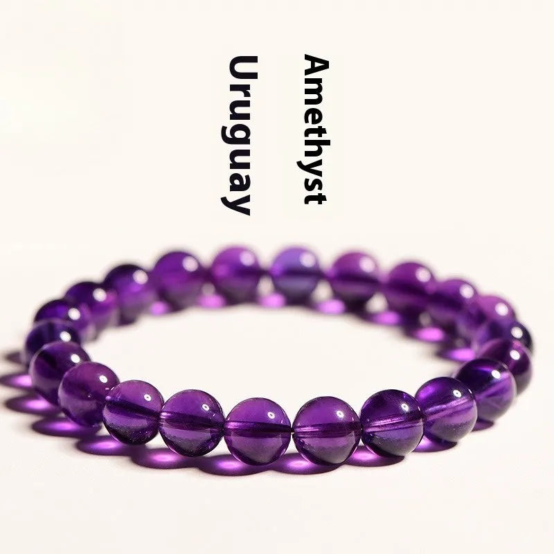 Natural Uruguayan amethyst bracelet with scattered polished beads in multiple size options