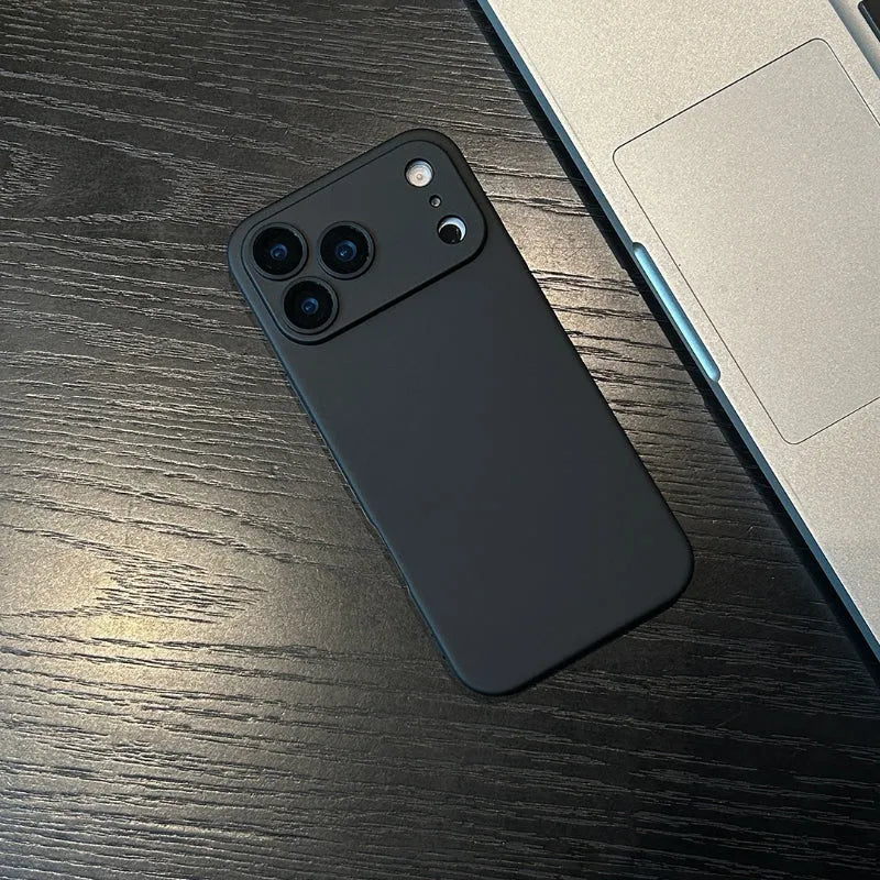 Magnetic non-slip silicone phone case with lens cover for iPhone, available in eight colours