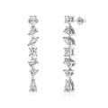 Silver tassel irregular symmetry drop earrings in 925 sterling silver with electroplated finish