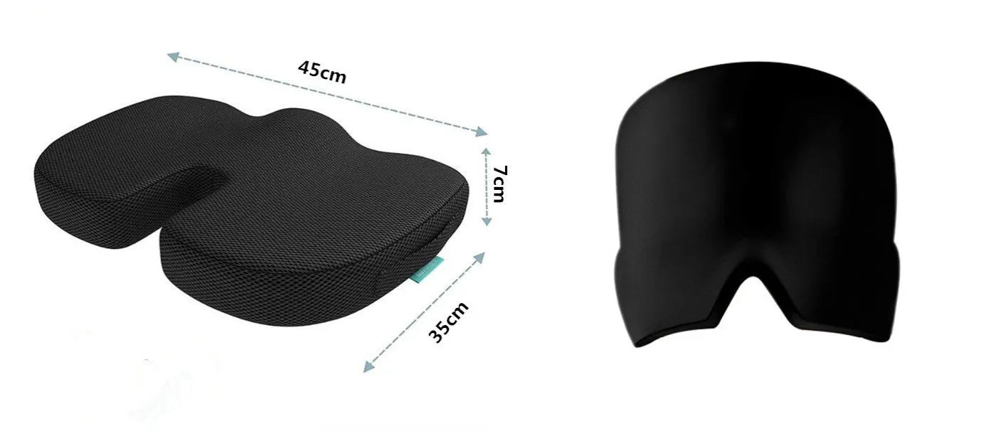 Black elastic gel cold compress eye mask for headache relief with measurements