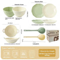 Solid colour ceramic tableware set with seven pieces in modern Japanese style design