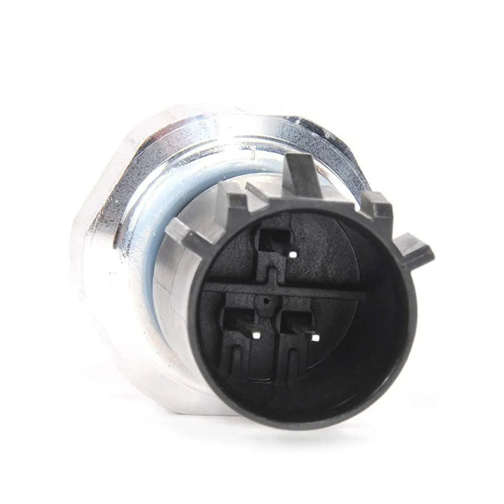 Silver automobile fuel pressure sensor with automotive electrical connector