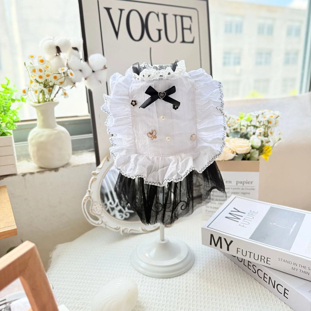 White yarn skirt princess-style gauze dog dress for small dogs