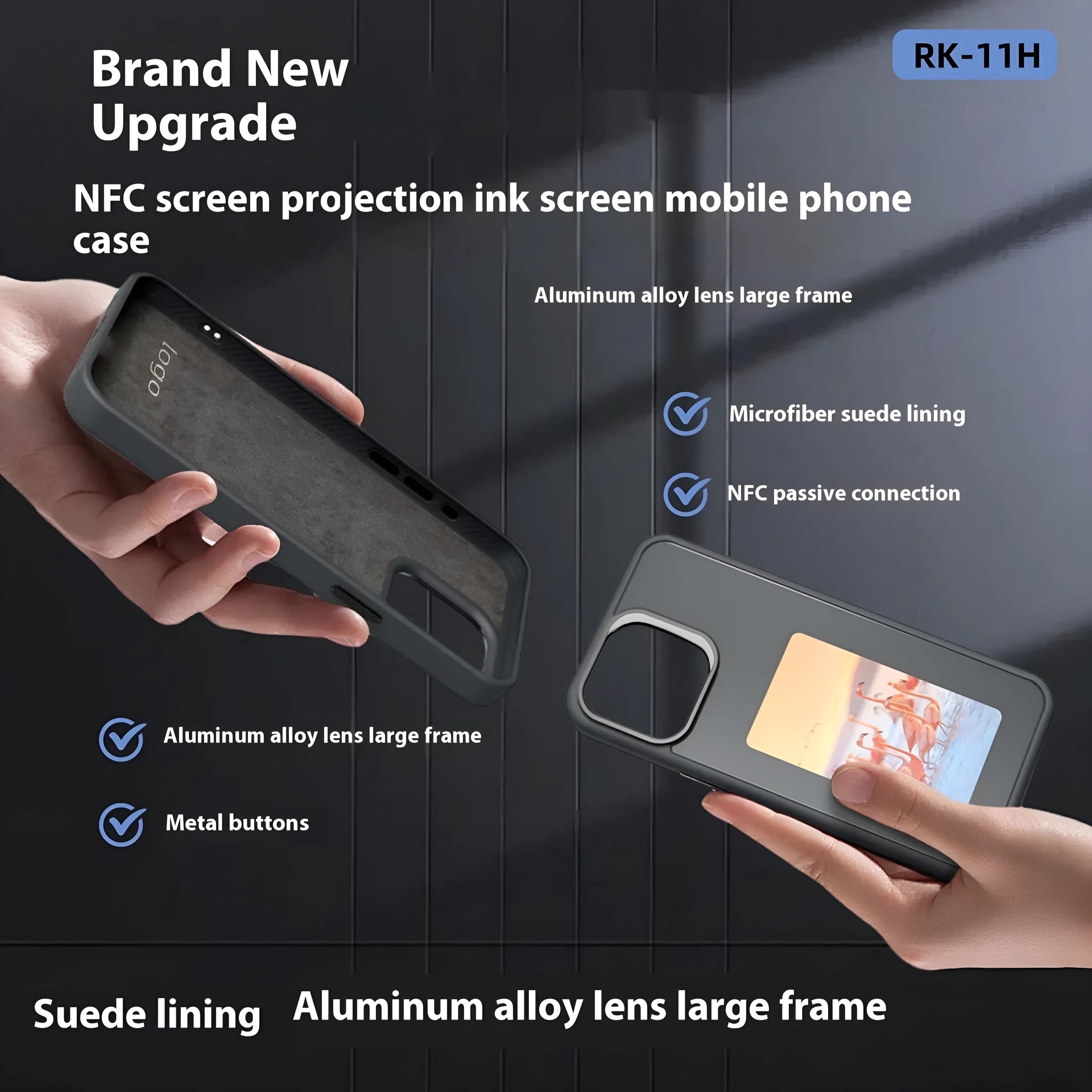 Two-in-one TPU phone case with DIY pattern film for Apple iPhone 13 to 16 series, Black colour, front view