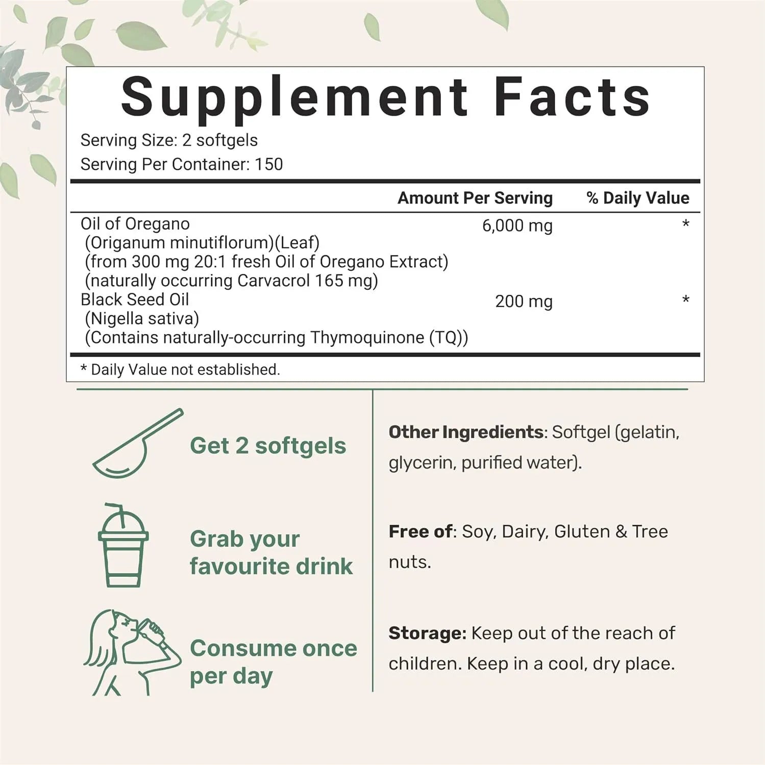 Butter black seed oil soft gel capsules in sealed packaging showing 180 or 300 tablet options