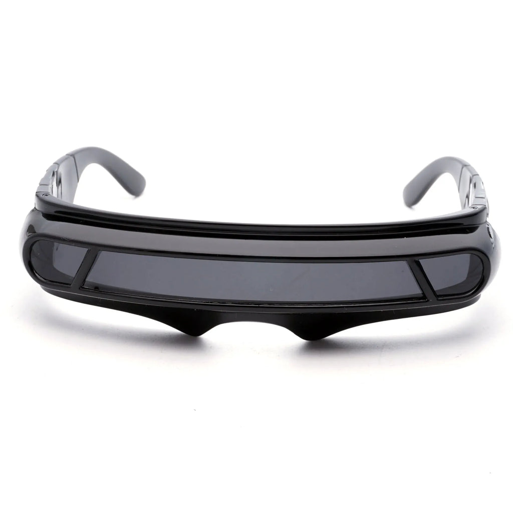 Black sports sunglasses with polarised lenses shown in grey, red mercury, and blue mercury tint options.