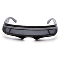 Black sports sunglasses with polarised lenses shown in grey, red mercury, and blue mercury tint options.