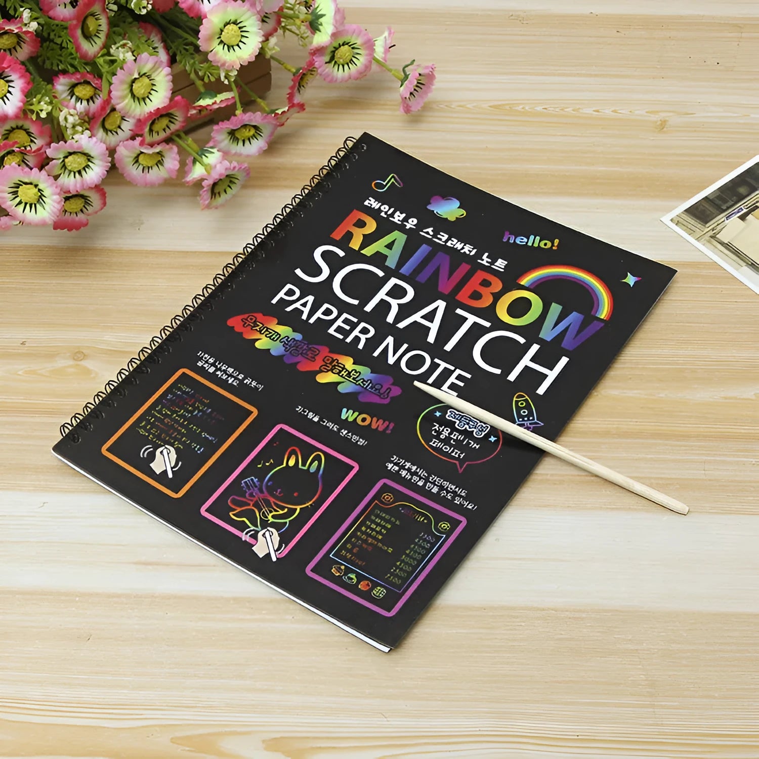 Large format children's scratch art paper with scraper tool for DIY creative painting