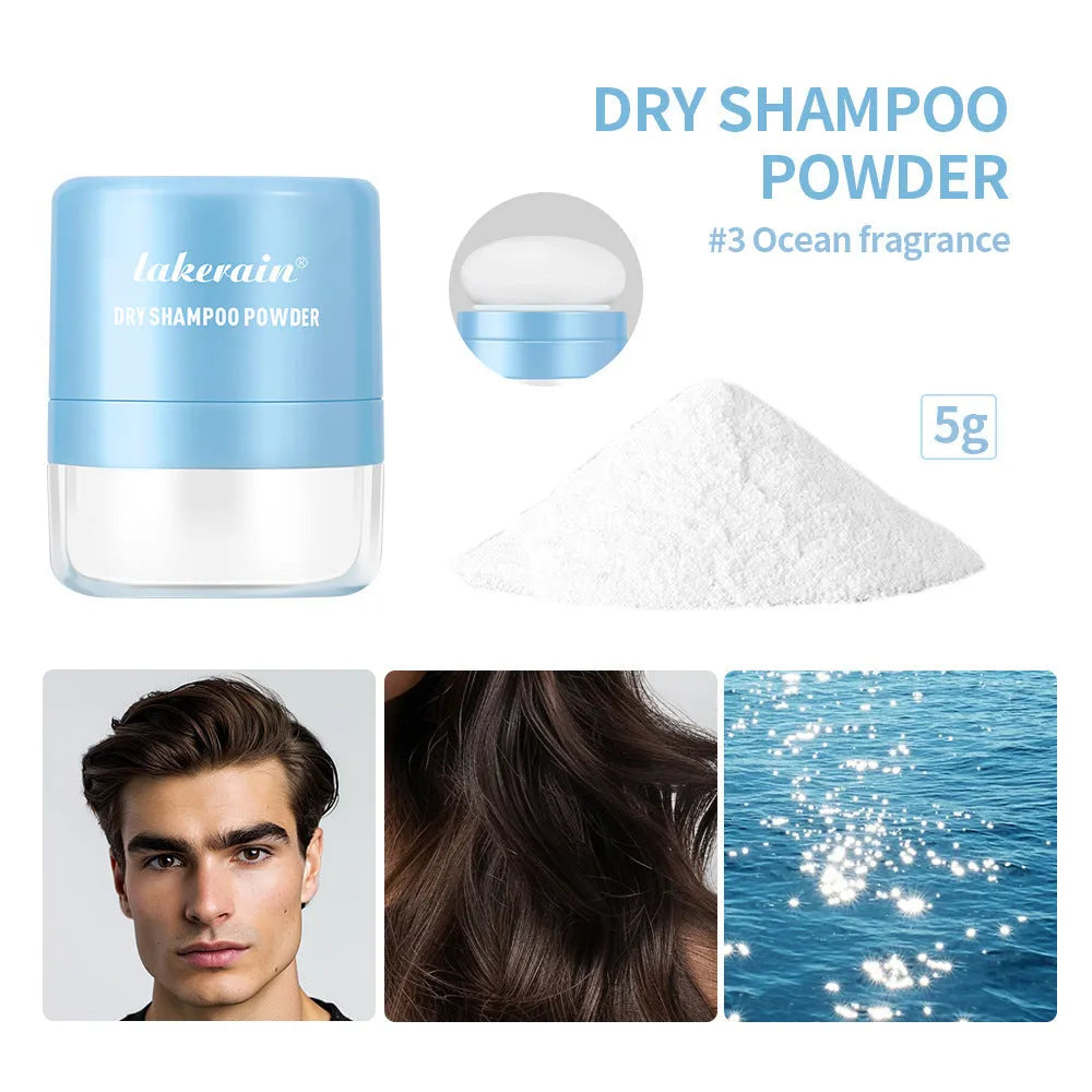 Disposable hair dry cleaning booster powder 5g with sponge, headband, and mirror in blue, green, red colours.