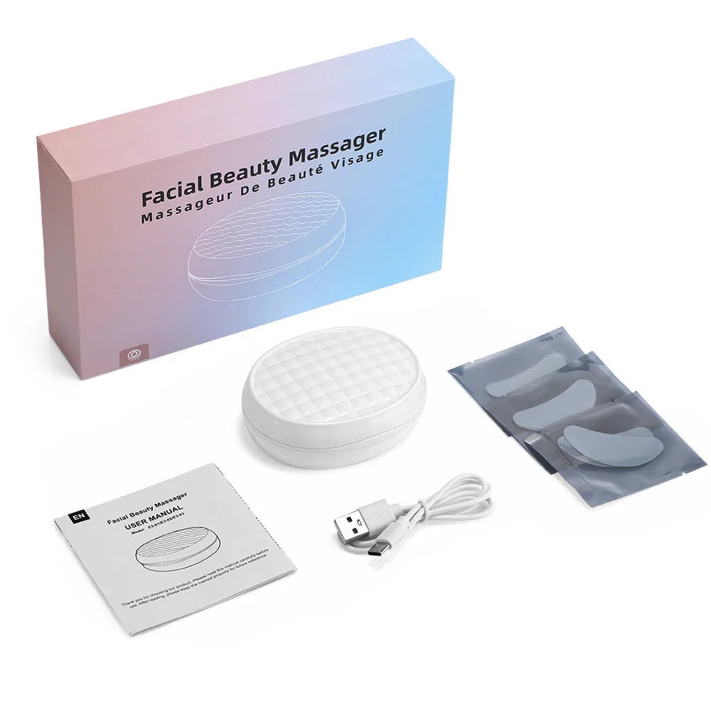 White wireless red light eye and face massager with EMS function and two-in-one design