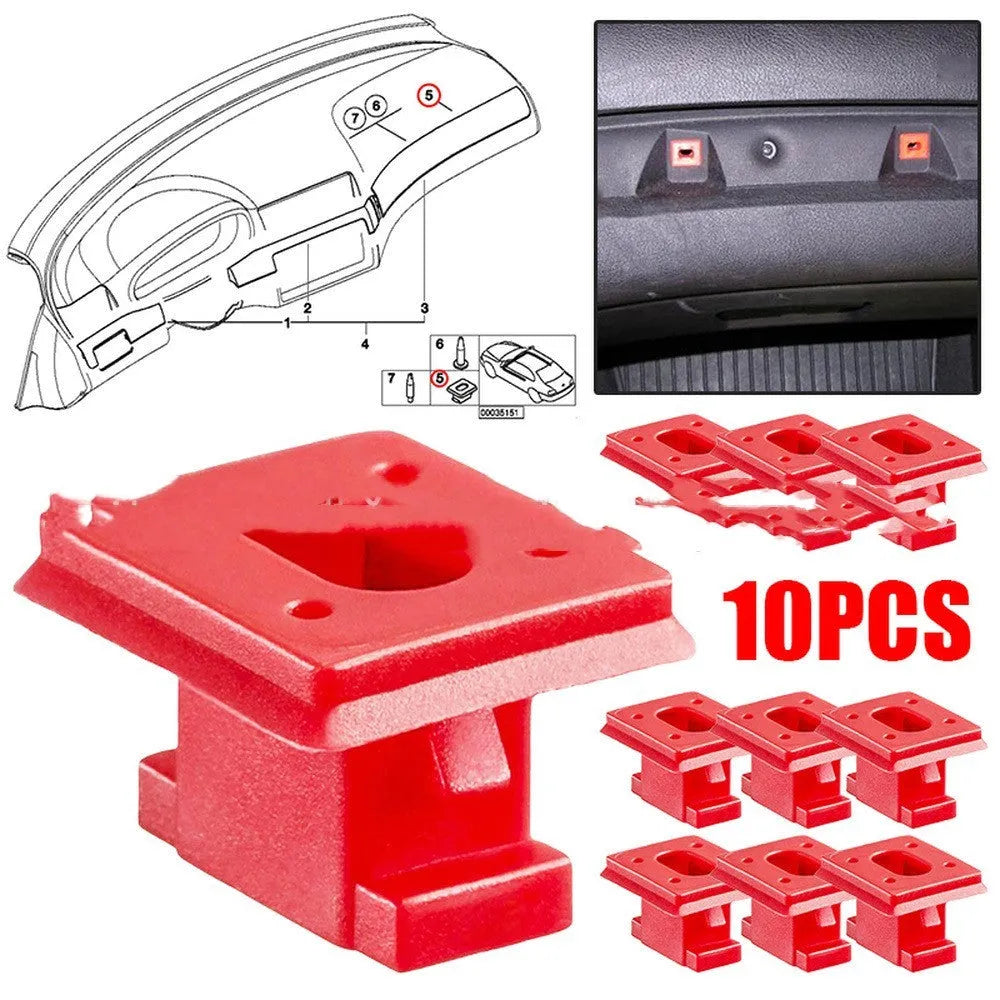 Plastic snap buckle clips for BMW door trim panel repair in a pack.
