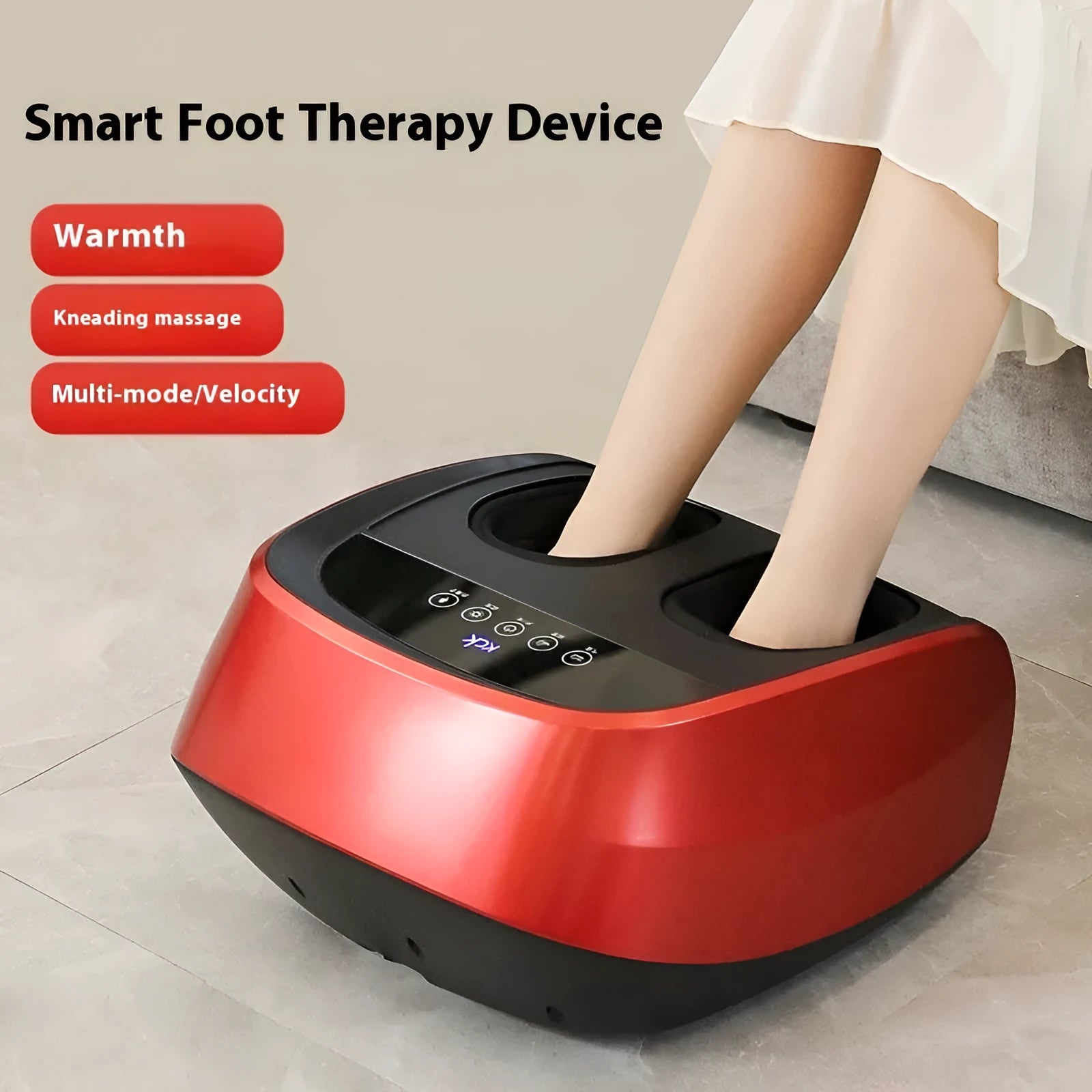 Flip automatic foot massager in black with infrared physiotherapy and timer control