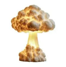 Atomic Bomb mushroom cloud shaped USB table lamp with modern art decorative design on a table.