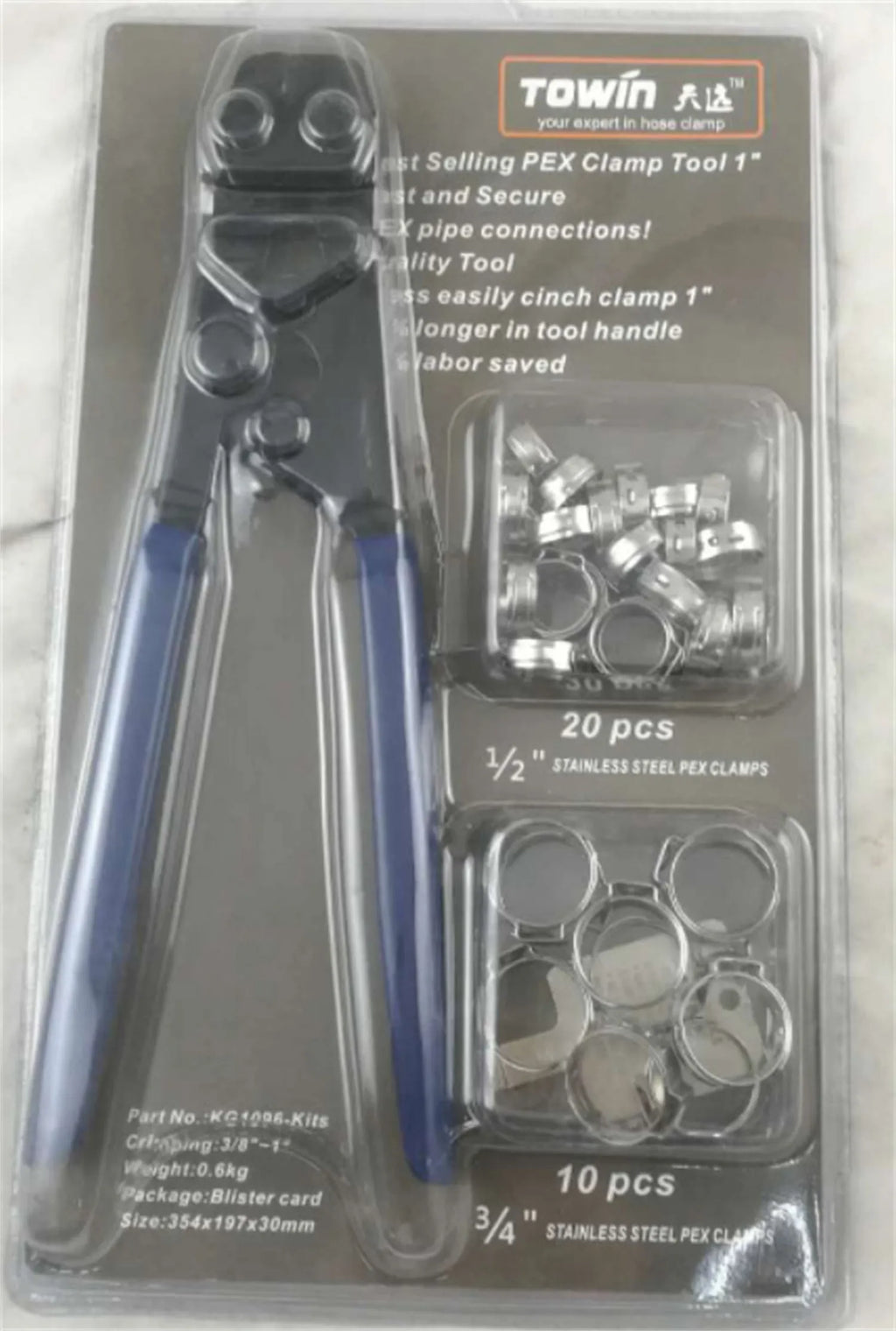 Red cloth finished single ear metal pipe clamp with carbon steel cutting edge.