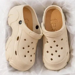 EVA summer outdoor hole slippers in white with non-slip sole and thickened upper