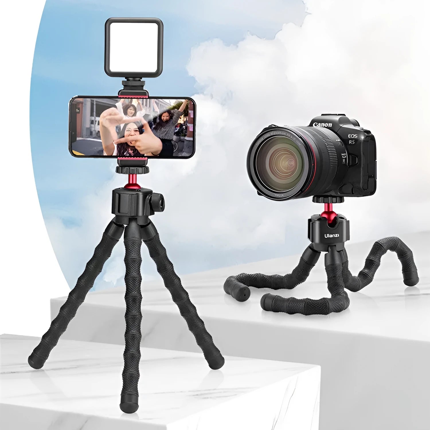 Multifunctional VLOG suite box containing a professional tripod for live streaming and photography.