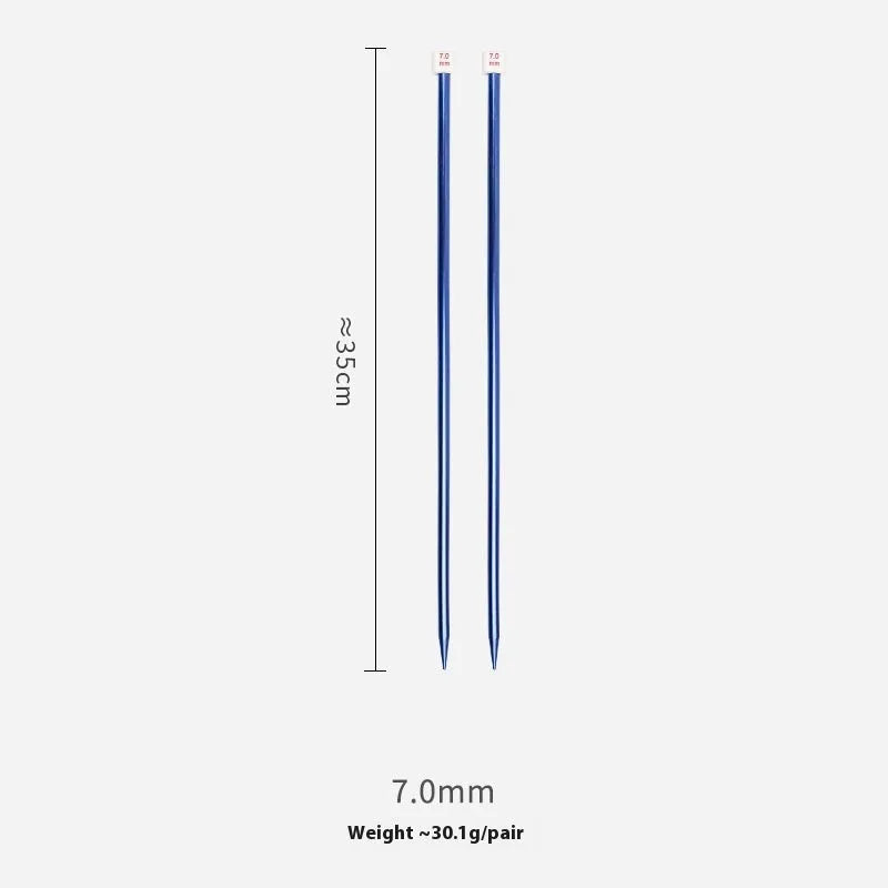 Complete set of lengthened crochet hooks in 14 sizes from 2.0mm to 10.0mm, each with a protective end cap.