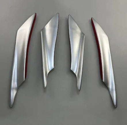 Set of four ABS plastic automotive bumper blade spoilers in carbon fibre finish