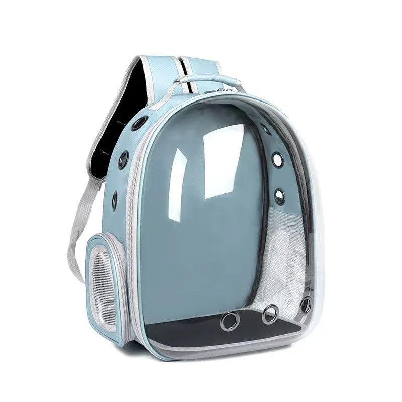 Polycarbonate pet carrier bag with side opening panel in medium capacity for cat transportation