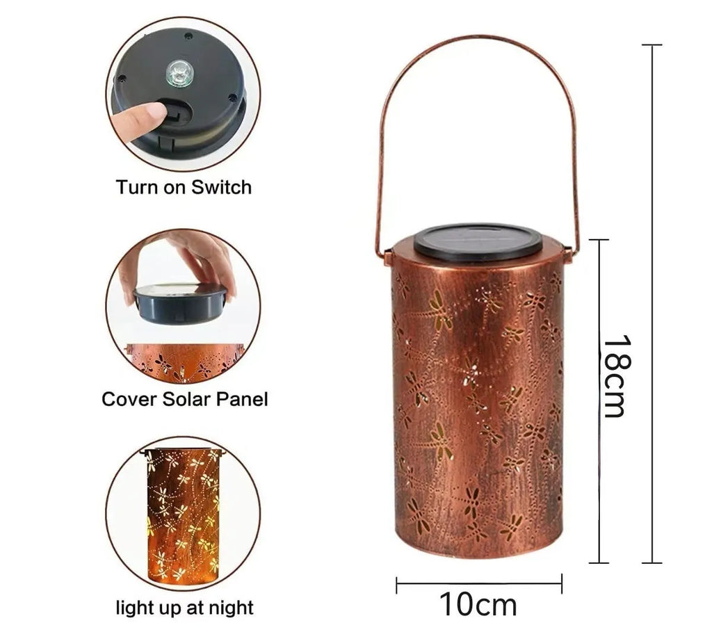 Solar ceiling lamp outdoor waterproof decorative iron hanging lamp for courtyard with IP55 protection