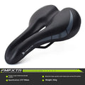 Bicycle seat cushion with hollow design and PU leather cover measuring 270mm by 180mm