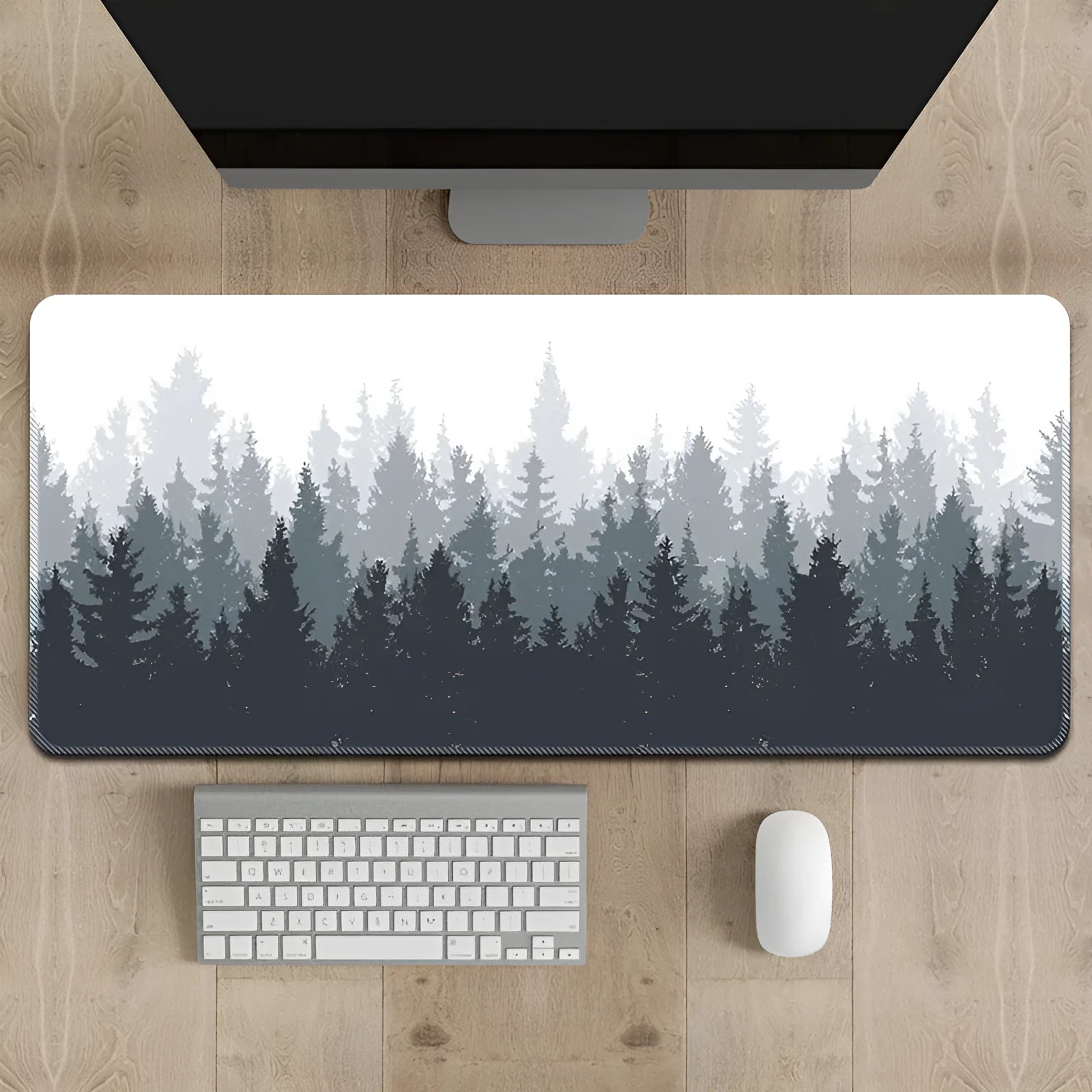 Chinese ink painting landscape design desk mat with natural rubber non-slip base