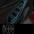 Set of four TPU transparent protective films for car door control panels on a 2014-2019 vehicle.