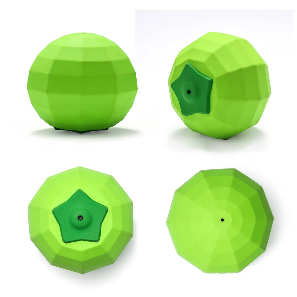 Green natural rubber dog squeaky toy for medium and large aggressive chewers