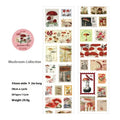 Roll of retro-patterned coated paper stamp stickers for DIY journal decoration, 55mm wide