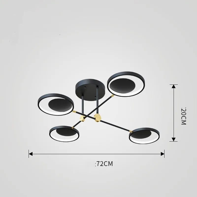 Modern molecular LED ceiling light with glass chandelier 720mm tricolor for living room