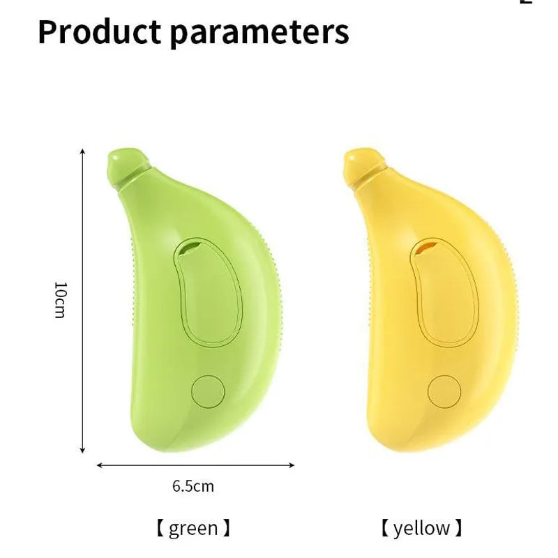 Green rechargeable 3-in-1 cat steam brush with silicone teeth for grooming and massage.