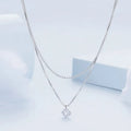 Women's double-layer 925 sterling silver necklace with pearl chain and shining silver finish