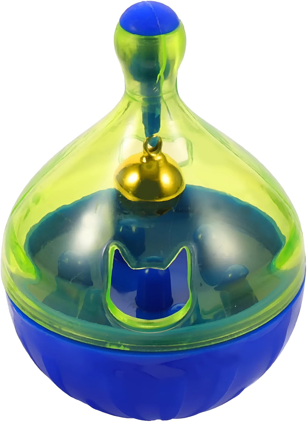 Tumbler-shaped interactive pet treat dispenser ball for dogs and cats with treat release holes