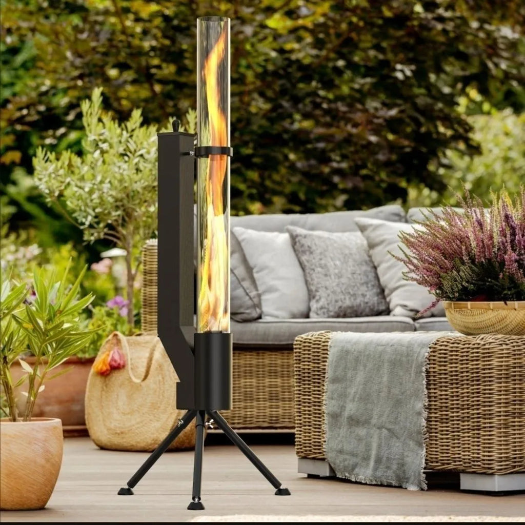 Vertical iron rocket furnace heating stove for courtyard and garden wood burning