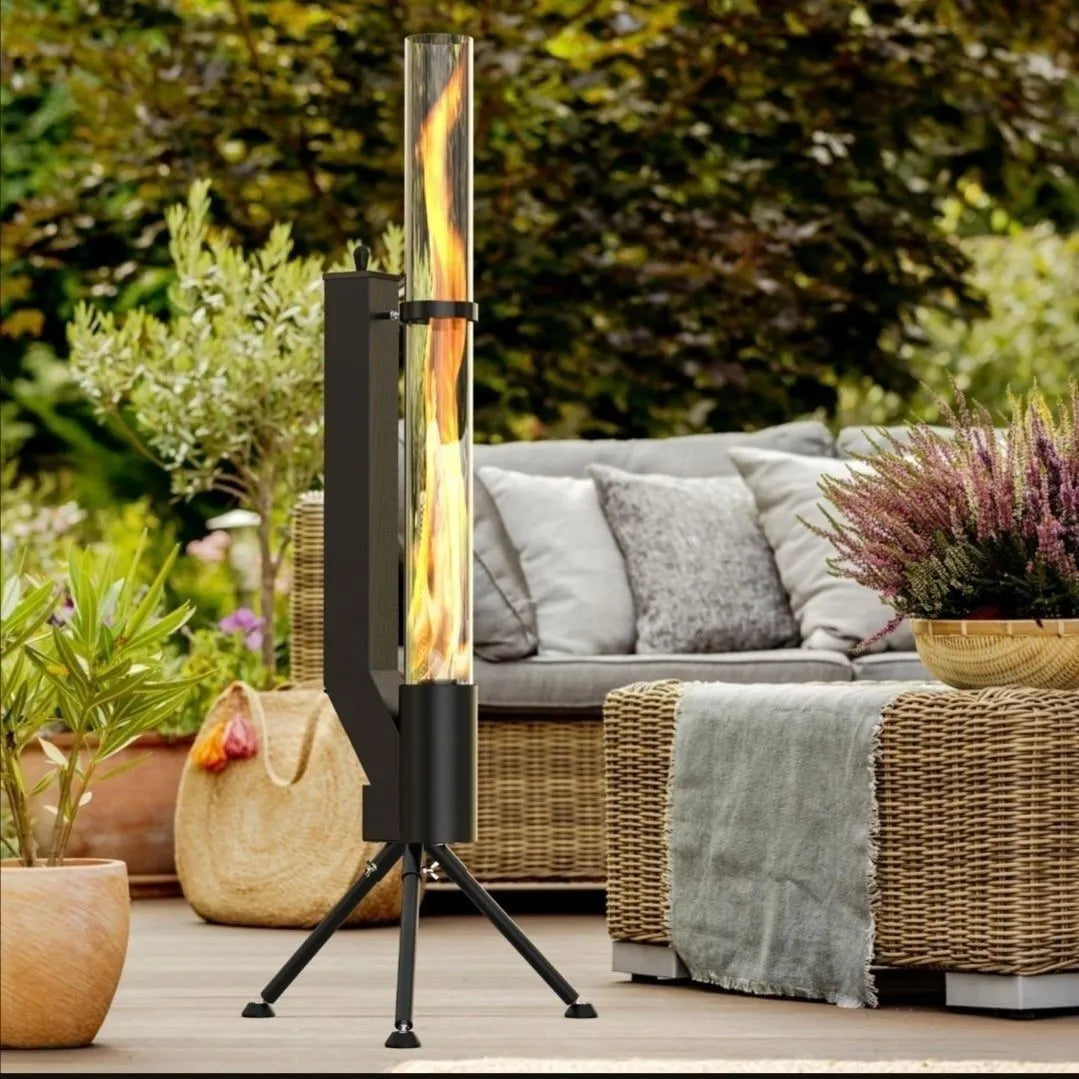Vertical iron rocket furnace heating stove for courtyard and garden wood burning