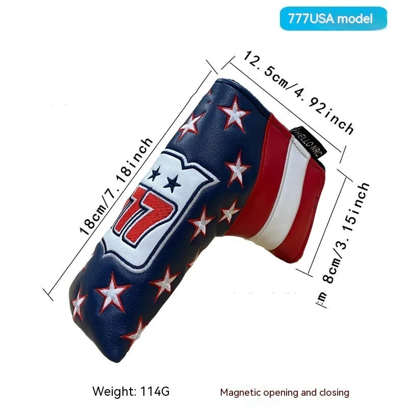 Colourful golf putter sleeve for straight bars with novelty designs and waterproof PU construction