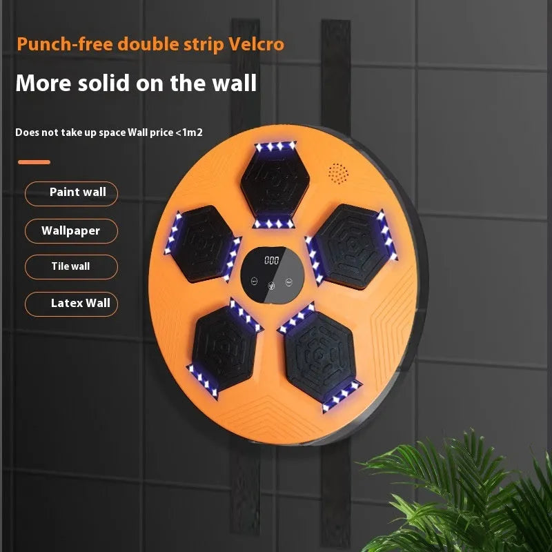 Smart music boxing machine reaction target system mounted on wall with PU target pads