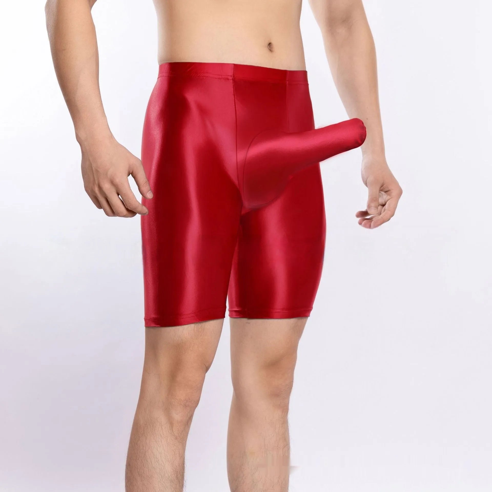 Men's plus size shiny silky nylon sports shorts in multiple colours