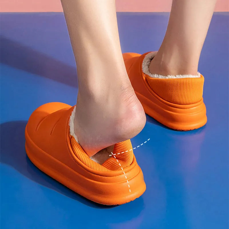 Women's waterproof cotton slippers with plush lining in multiple colour options