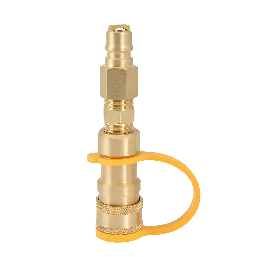 Gold colour brass gas propane conversion charging connector with American standard 3/8 thread