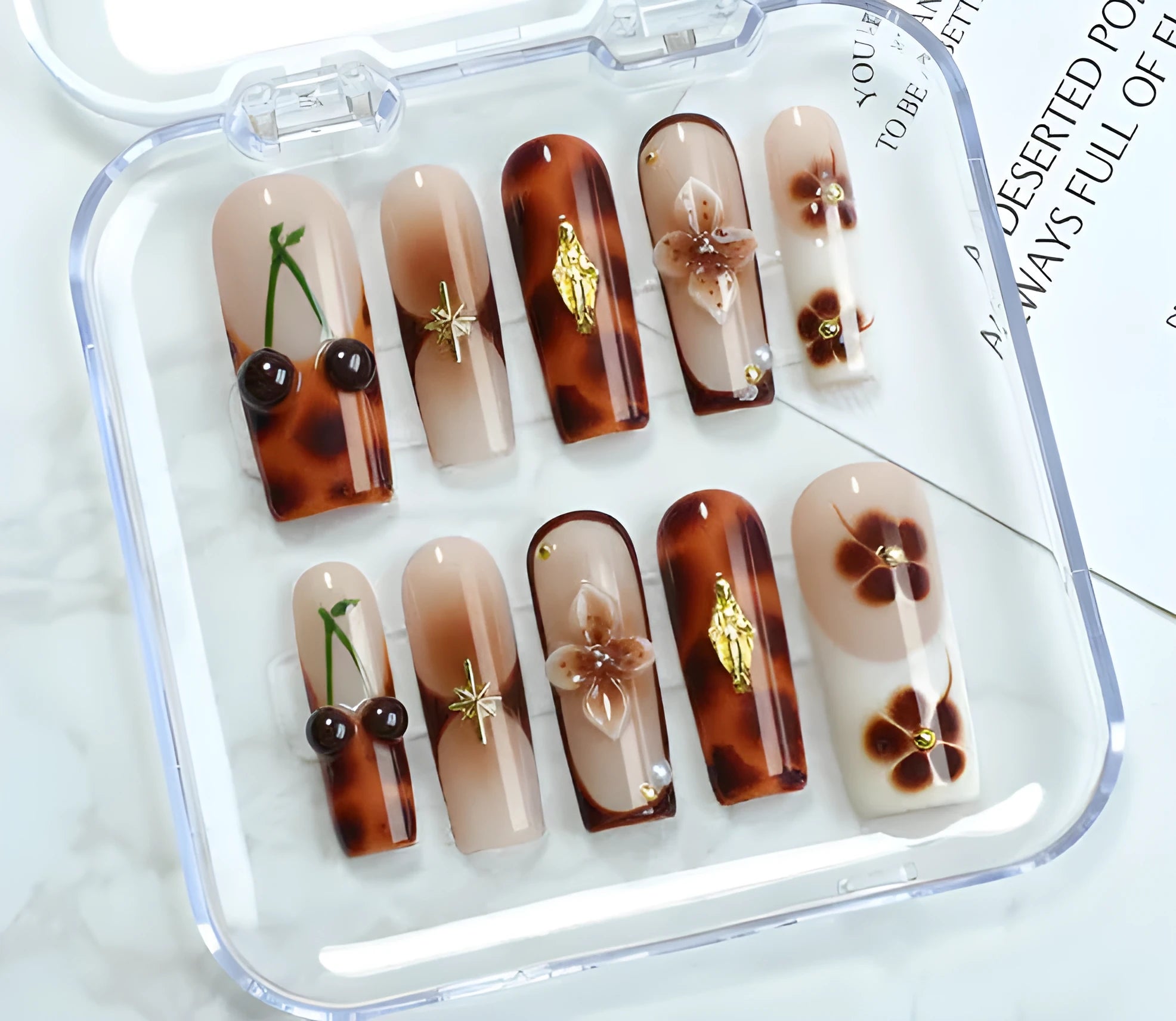 Handmade gel nail art decoration kit with wearable stickers, jelly glue, and rubbing strips in SGJ-A2-0026 colour