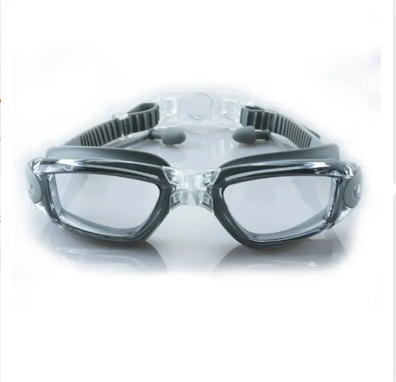 Plain anti-fog swimming goggles in silicone, black colour, average size for men and women