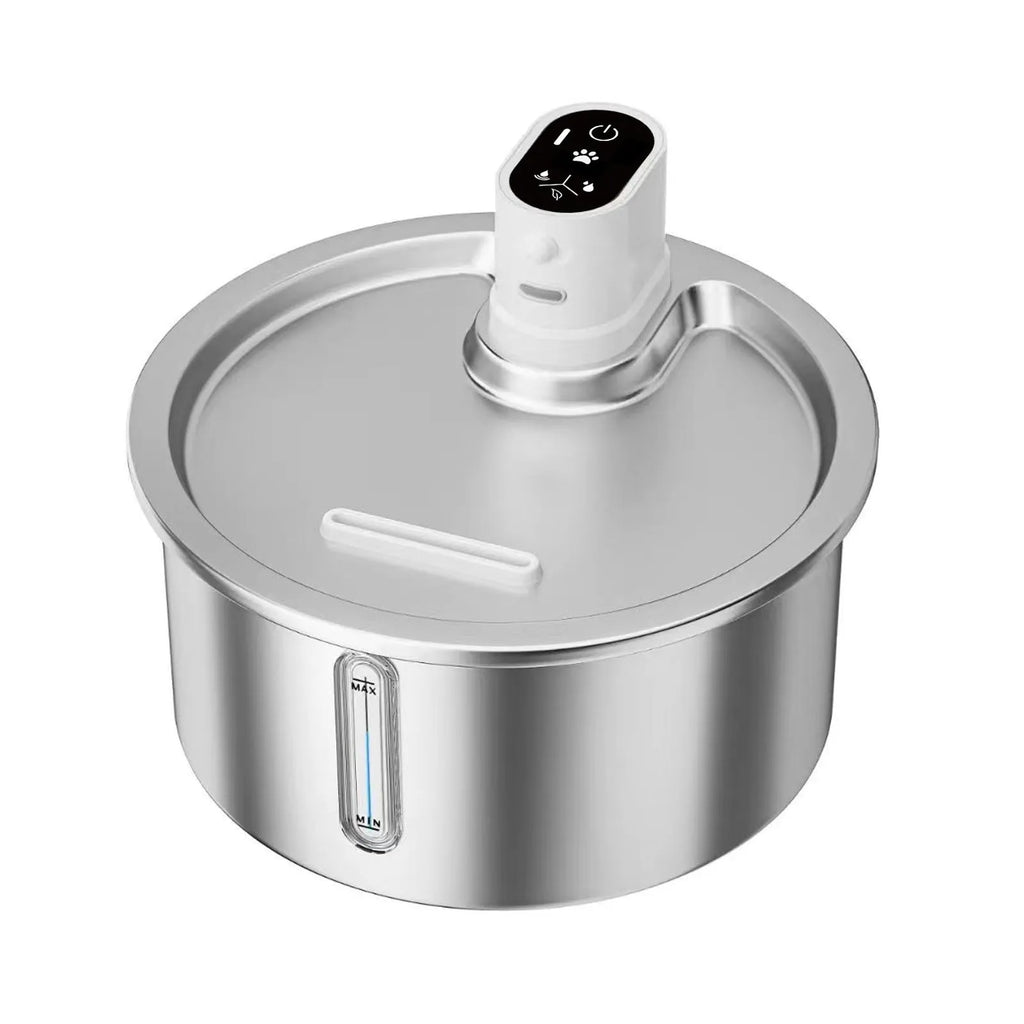 Stainless steel pet water fountain with digital heating base control panel