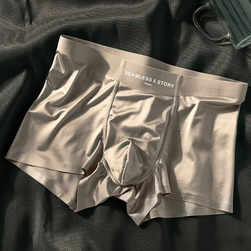 Men's ice silk underwear in knit construction showing solid colour options