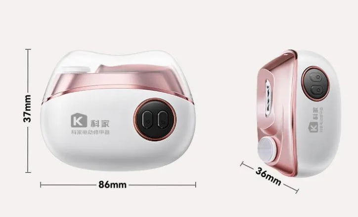 Blue electric nail clipper and polisher with USB Type-C charging port and cleaning brush